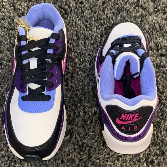 π€ππ€π New Nike Air Max 90 Black Purple Sneakers - Picture 2 of 3